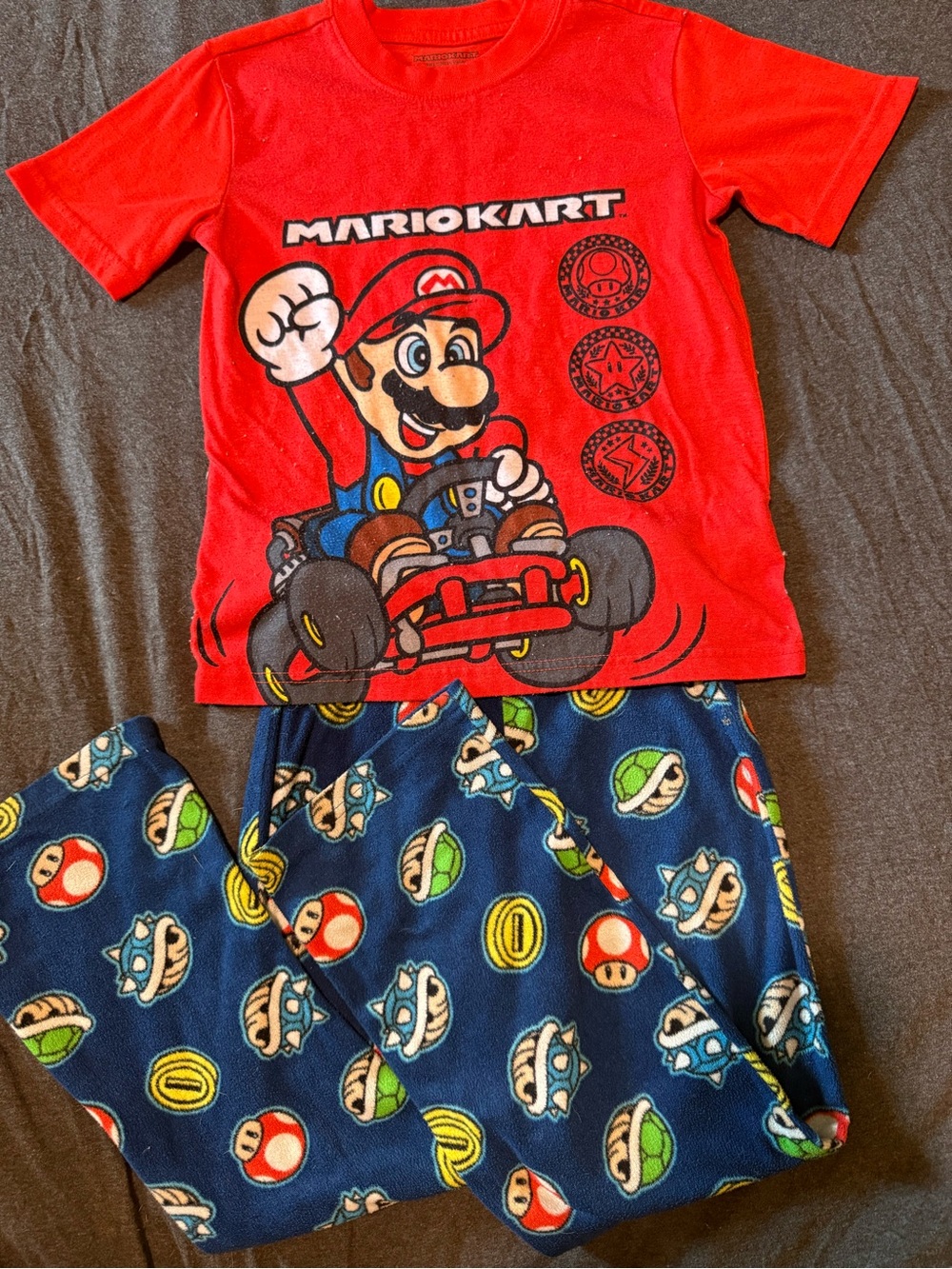 Nintendo Mario Kart Red Top with Blue Character-Print Pajama Set